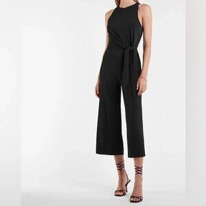Express HIGH NECK TIE FRONT CULOTTE JUMPSUIT
